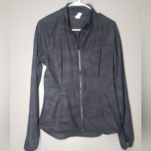 Yogalicious Womens Athletic Zip Up Jacket Black Camo Size Large Stretch